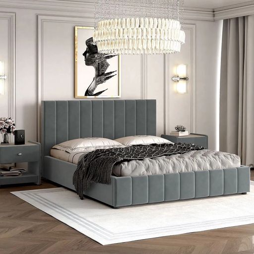 Кровать с подъемным механизмом «Нельсон», 1400, серая